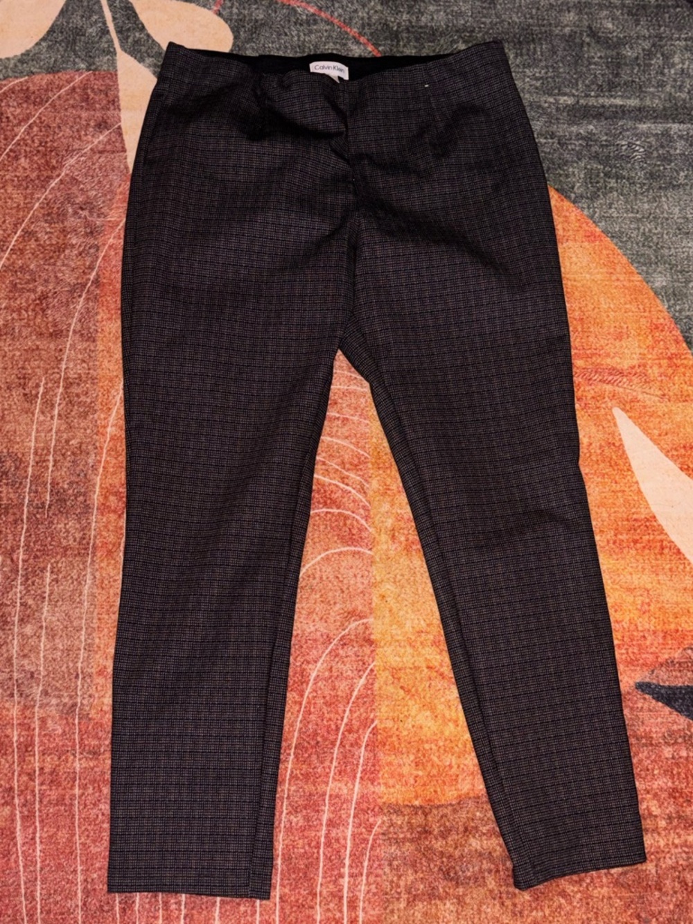 Calvin Klein Gray and Brown Plaid Dress Pants